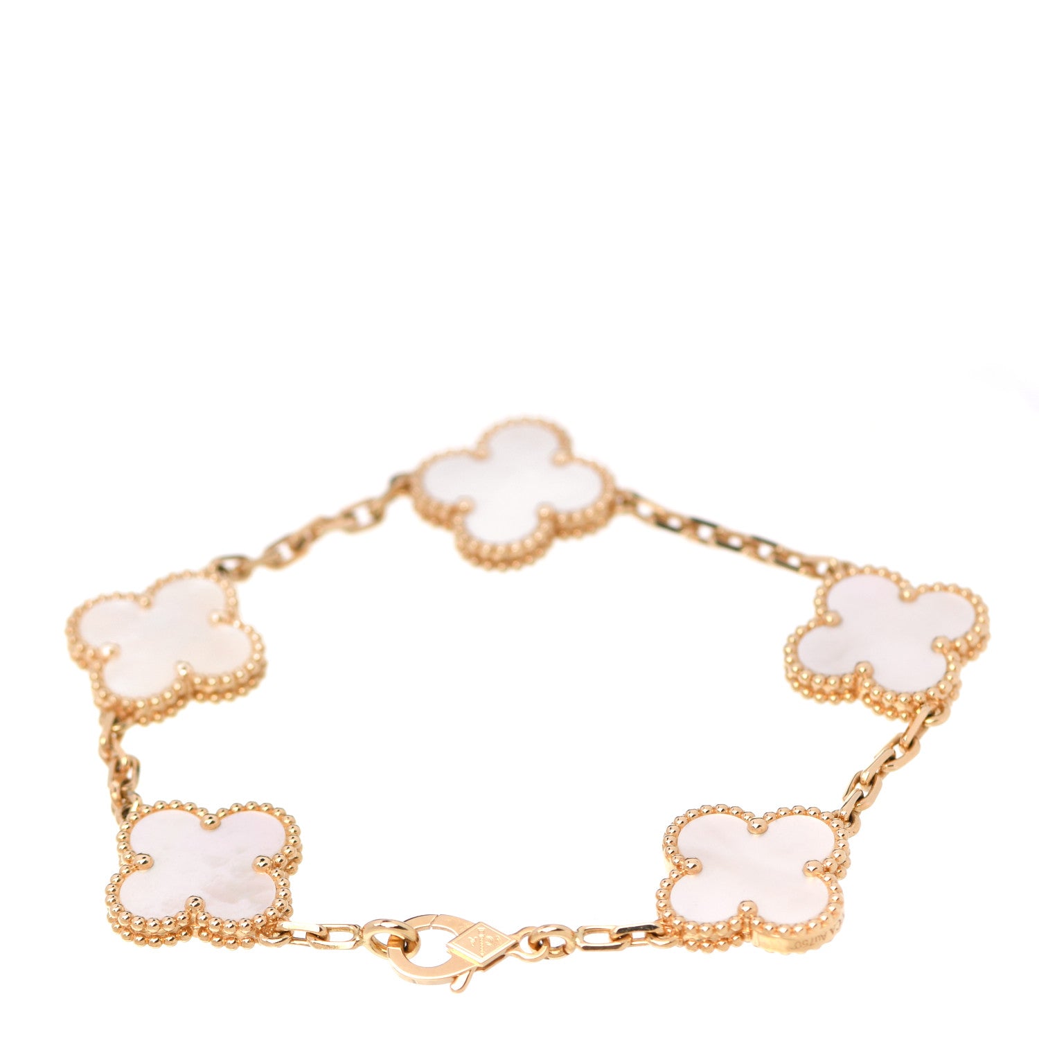 Van Cleef & Arpels 18K Yellow Gold Mother of Pearl 5 Motifs Vintage Alhambra Bracelet 3 of 7