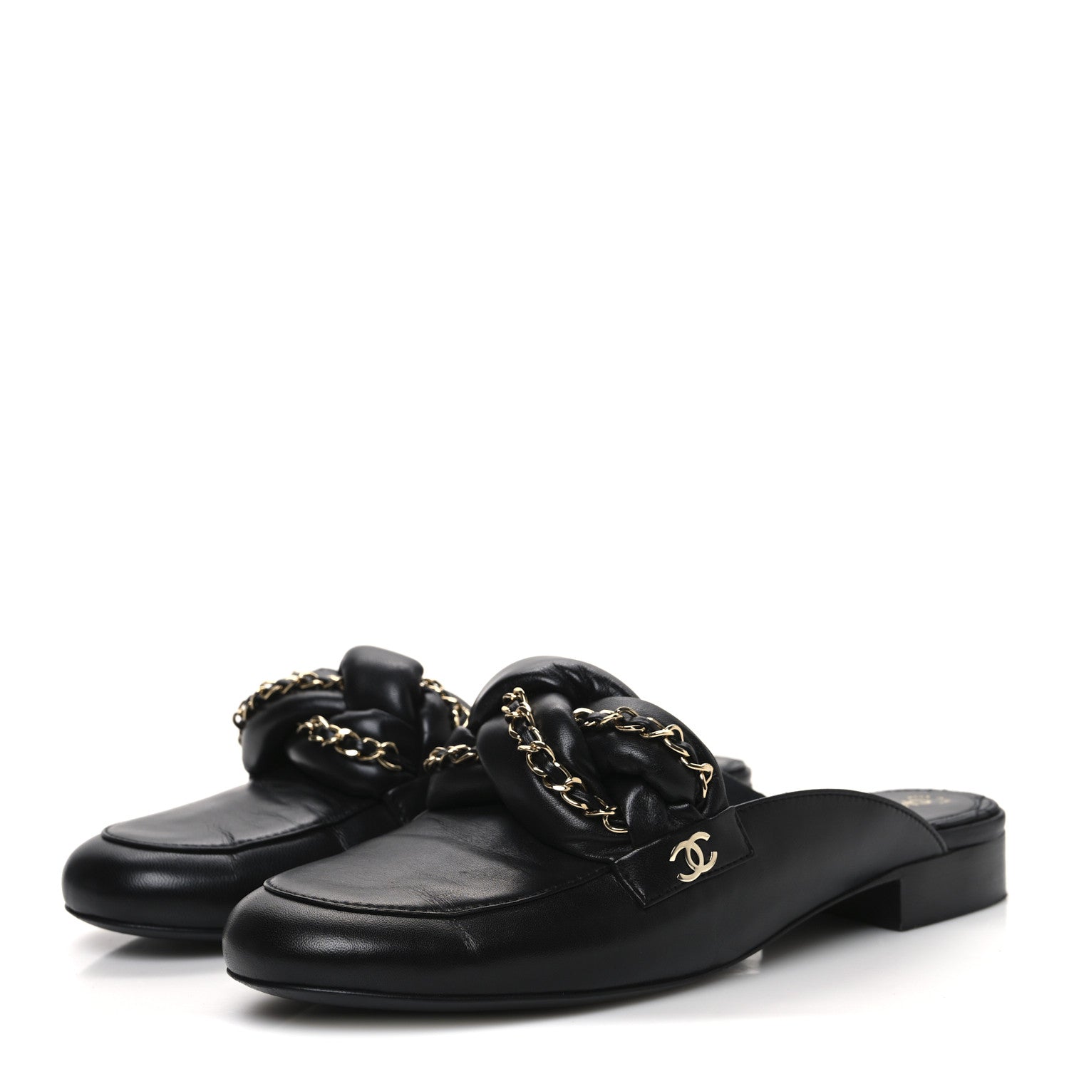 Chanel Lambskin Chain Braided CC Mules 39 Black 4 of 10