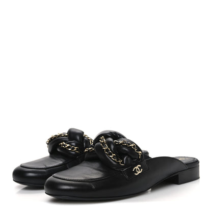 Chanel Lambskin Chain Braided CC Mules 39 Black 4 of 10