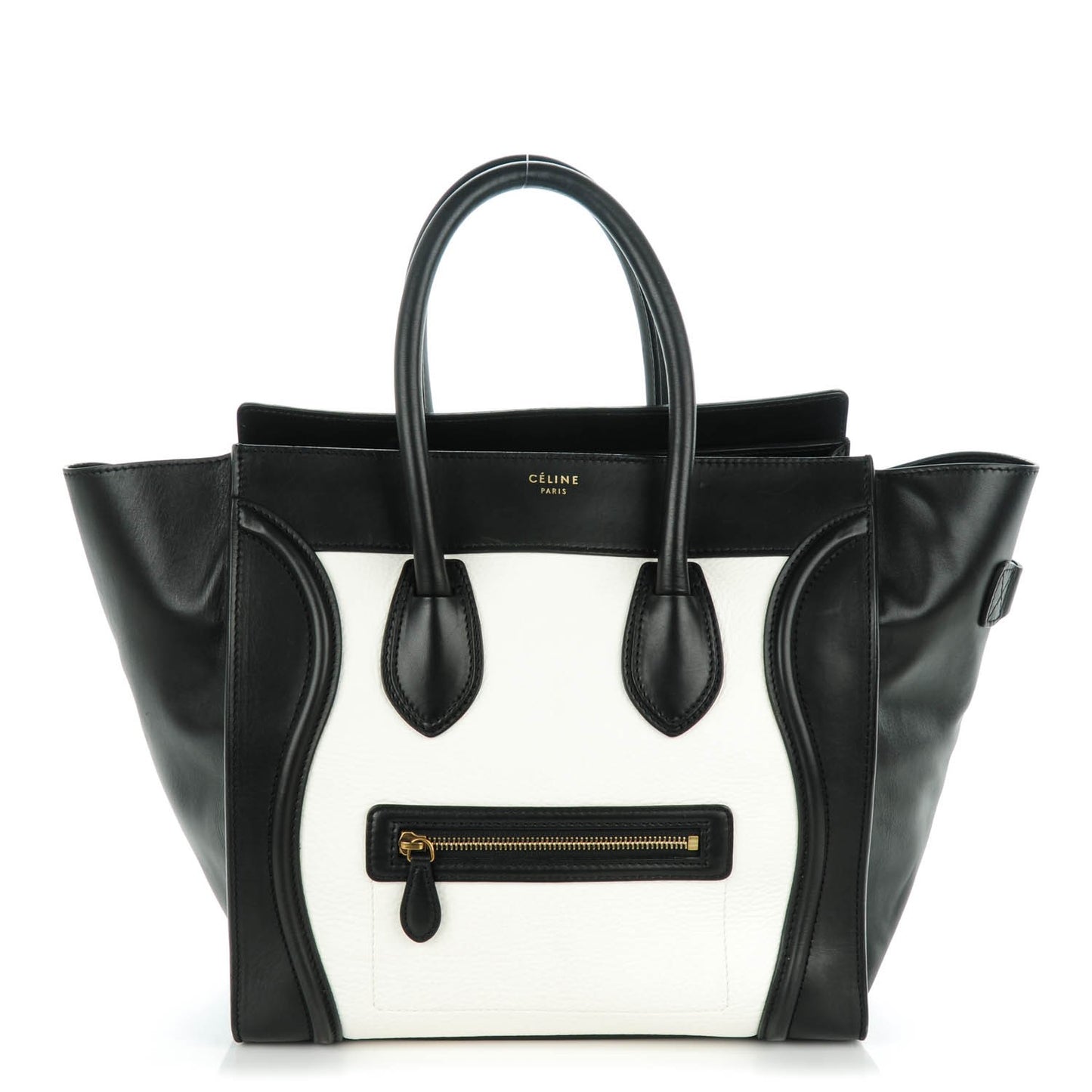 Smooth and Textured Calfskin Mini Bi-Color Luggage Black White