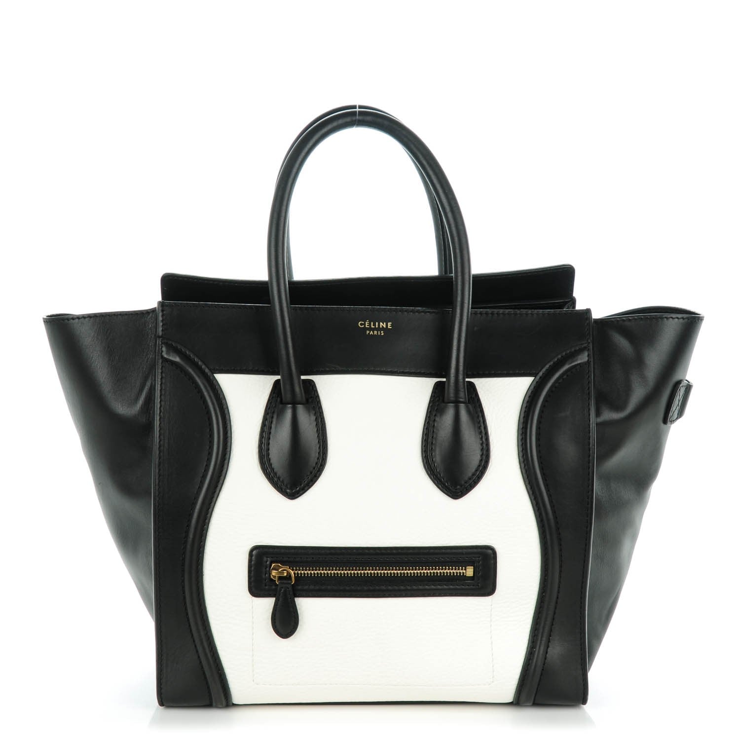 Celine Smooth and Textured Calfskin Mini Bi-Color Luggage Black White 1 of 8
