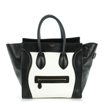 Celine Smooth and Textured Calfskin Mini Bi-Color Luggage Black White 1 of 8