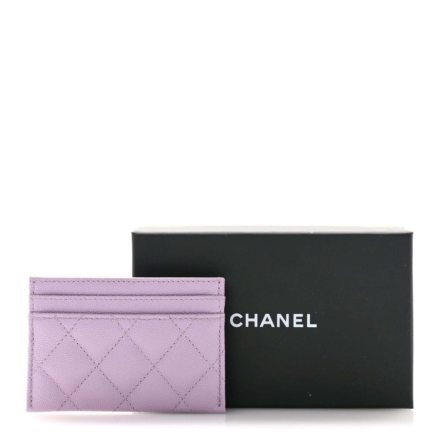Caviar Quilted CC Logo Card Holder Light Purple