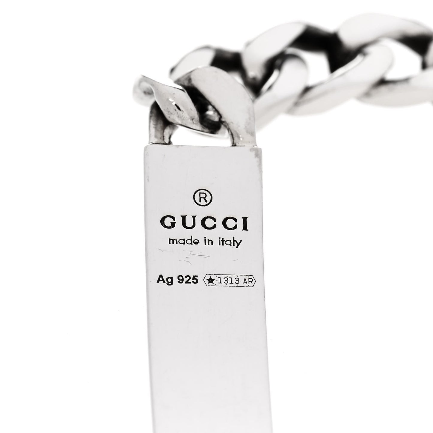 Sterling Silver GucciGhost Hamlet Skull ID Chain Bracelet