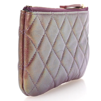 Chanel Iridescent Lambskin Quilted Small Cosmetic Case Purple 3 of 7