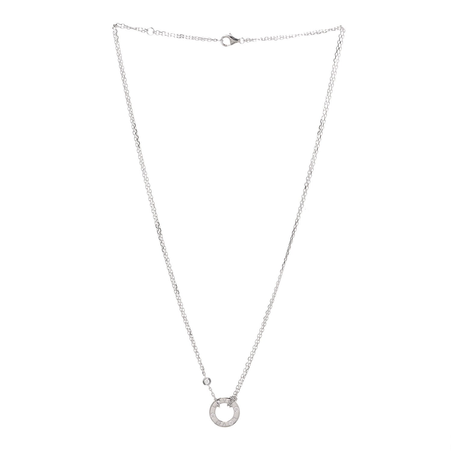 Cartier 18K White Gold 2 Diamond LOVE Necklace 2 of 7