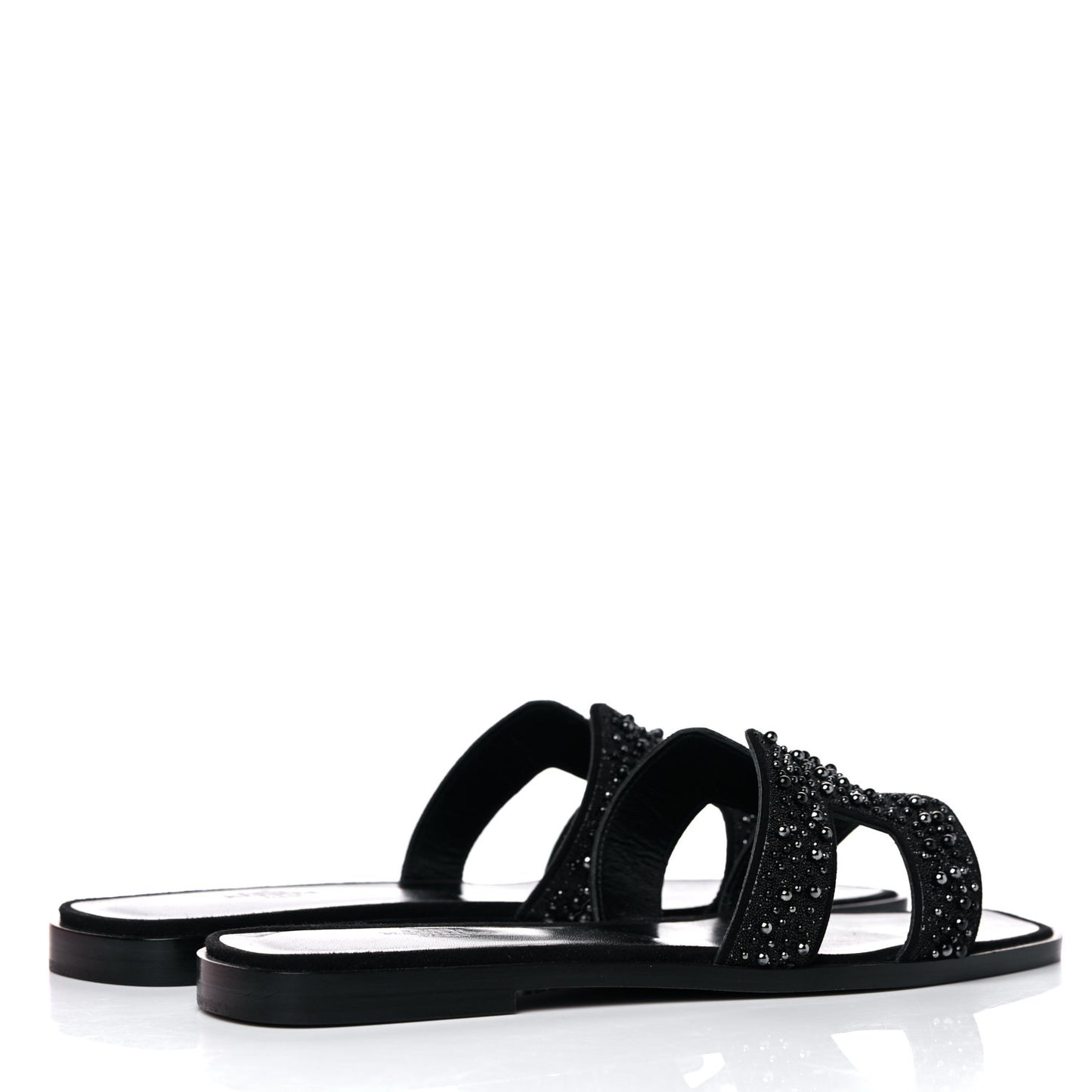 Goatskin Crystal Oran Sandals 37 Black