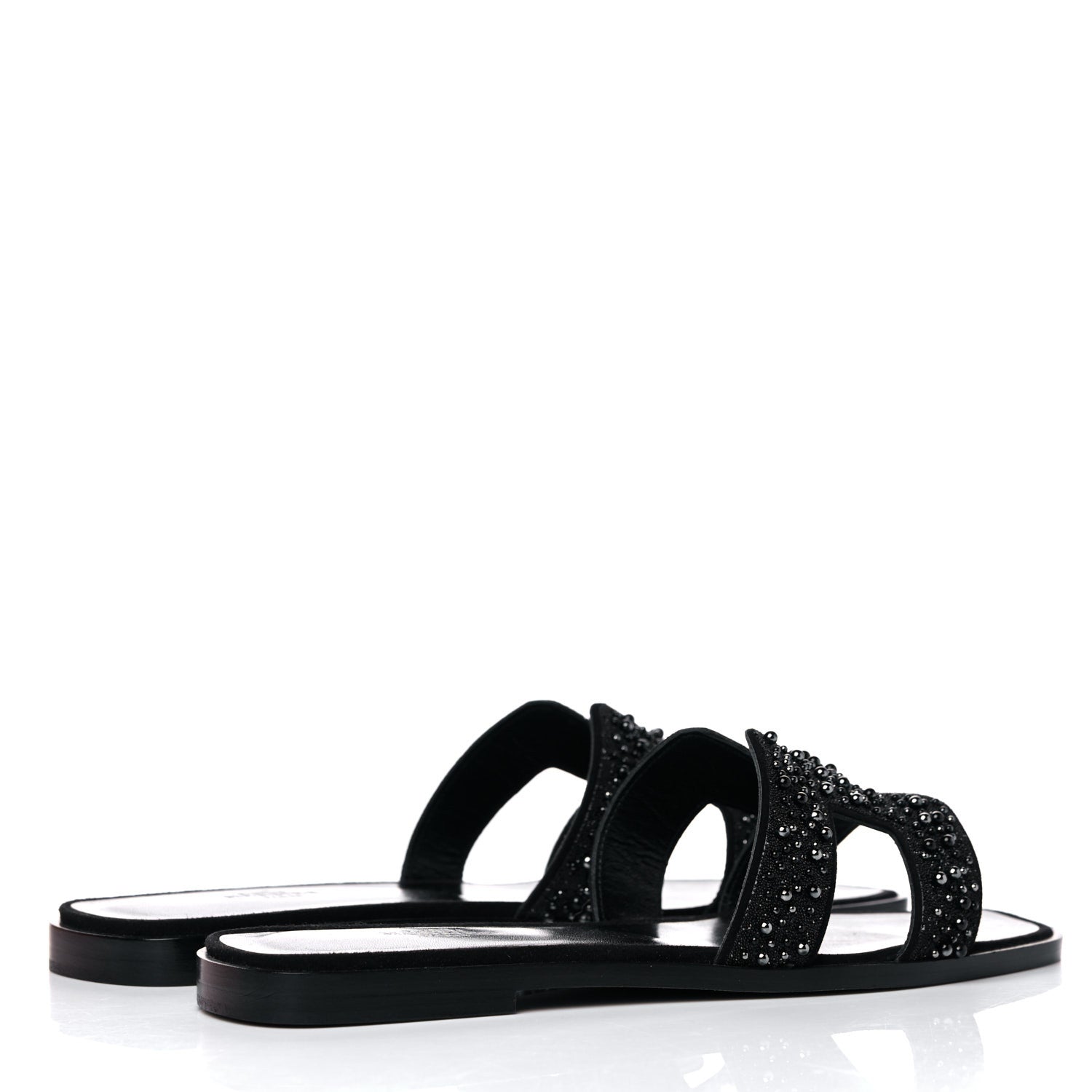 Hermes Goatskin Crystal Oran Sandals 37 Black 4 of 10