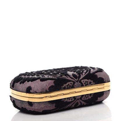 Alexander McQueen Baroque Print Calf Hair Skull Box Clutch Black 4 of 7