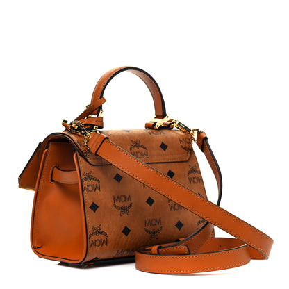 MCM Visetos Mini Heritage Top Handle Satchel Cognac 3 of 9