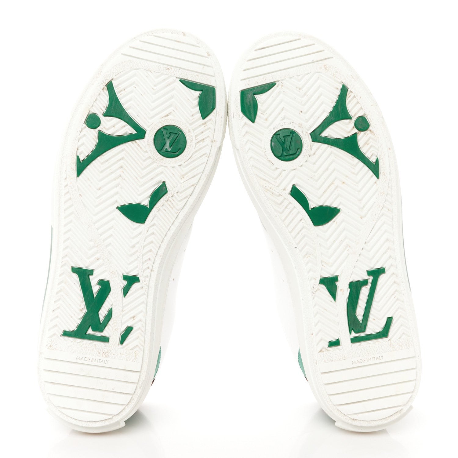 Louis Vuitton Calfskin Monogram Charlie Sneakers 38 White Grey Green 6 of 9