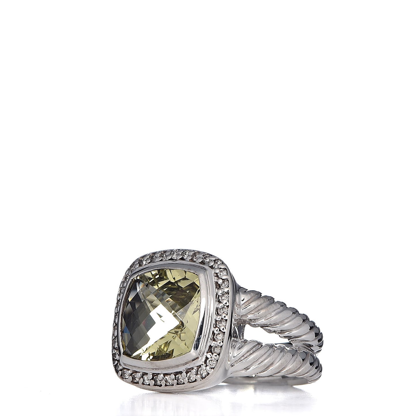 Sterling Silver Diamond Lemon Quartz 11mm Albion Ring 53 6.5