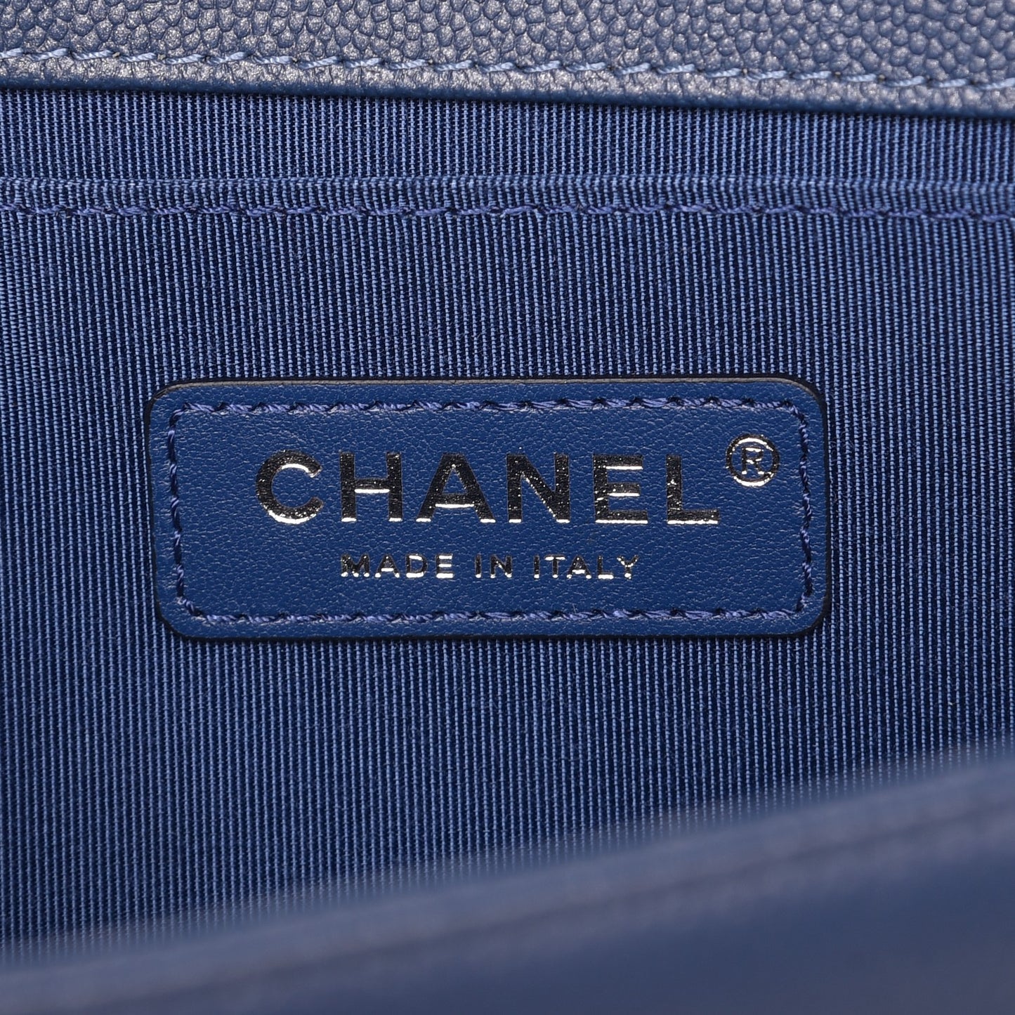 Caviar Quilted Medium Boy Flap Dark Blue