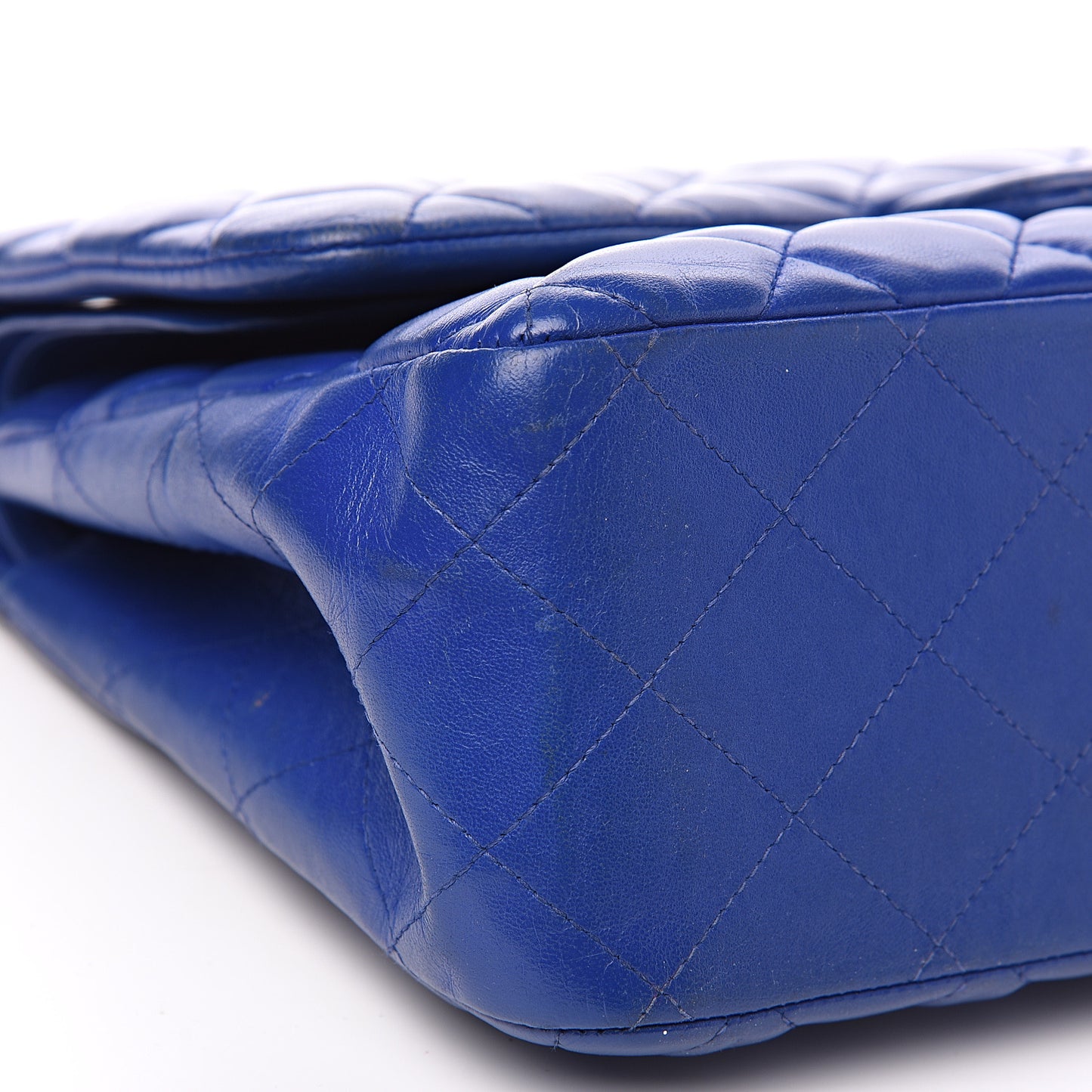 Lambskin Quilted Jumbo Double Flap Blue