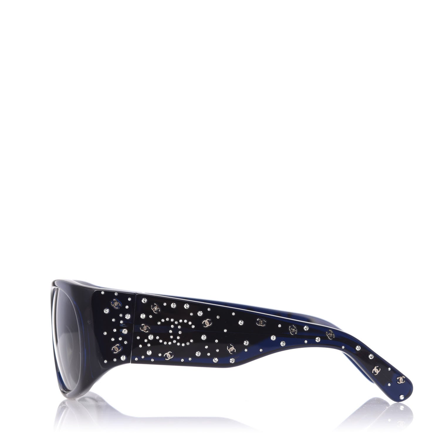 Chanel Acetate Swarovski Crystal CC Sunglasses Blue 3 of 7