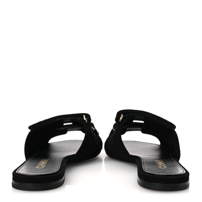Chanel Suede Kidskin Velcro Crystal CC Mules 38.5 Black 39.5 Black 6 of 11