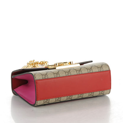 Gucci GG Supreme Monogram Calfskin Small Padlock Shoulder Bag Beige Hibiscus Red New Rosette 4 of 7