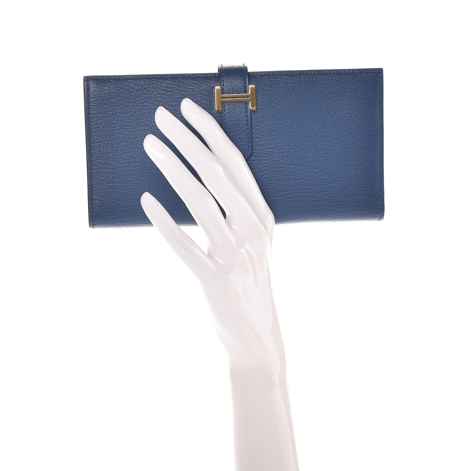 Hermes Chevre Mysore Bearn Gusset Wallet Bleu Agate 2 of 8