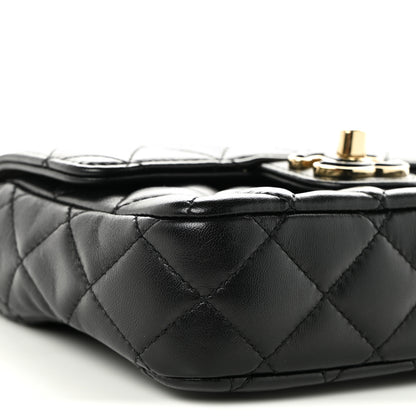 Chanel Lambskin Resin Quilted Mini Heart Square Flap Black 9 of 10