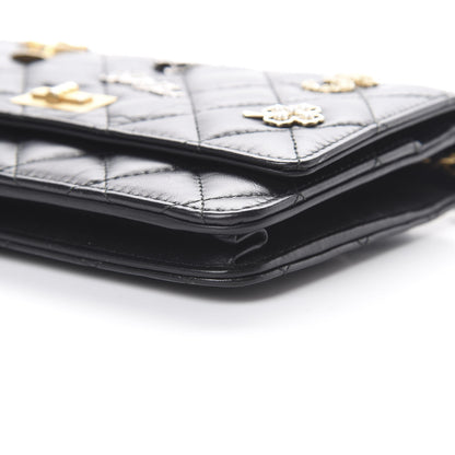 Chanel Aged Calfskin Quilted Lucky Charms 2.55 Reissue Wallet On Chain WOC Black 11 of 13