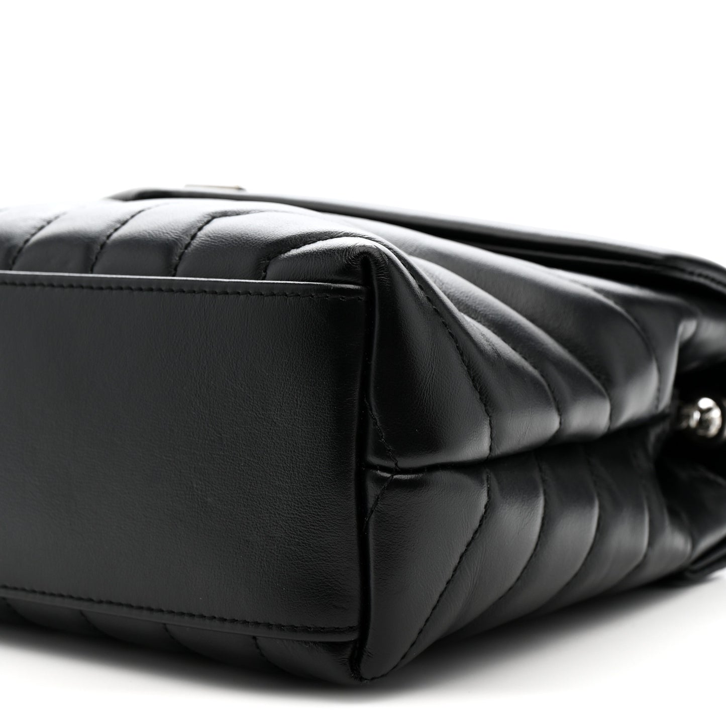 Calfskin Y Quilted Monogram Small Loulou Chain Satchel Black