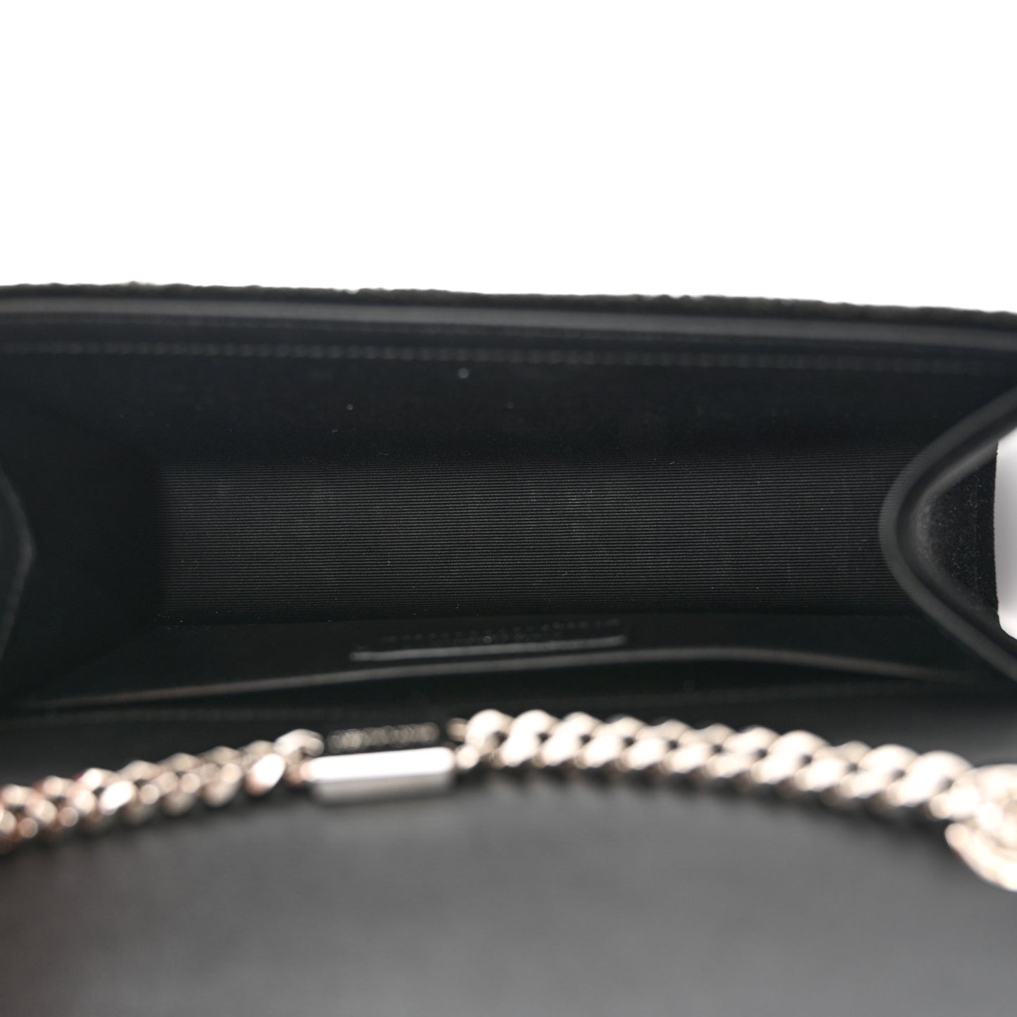 Velvet Crystal Studded Monogram Small Kate Satchel Black