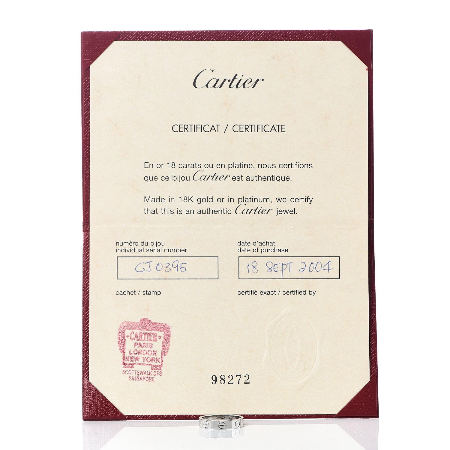 Cartier 18K White Gold 3.5mm LOVE Wedding Band Ring 49 4.75 5 of 5