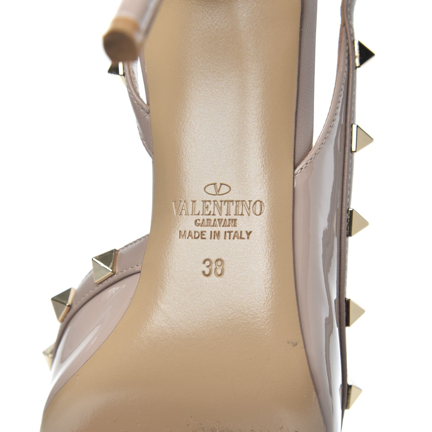 Valentino Garavani Patent Rockstud Half D'Orsay Slingback 85mm Pumps 38 Poudre 7 of 21