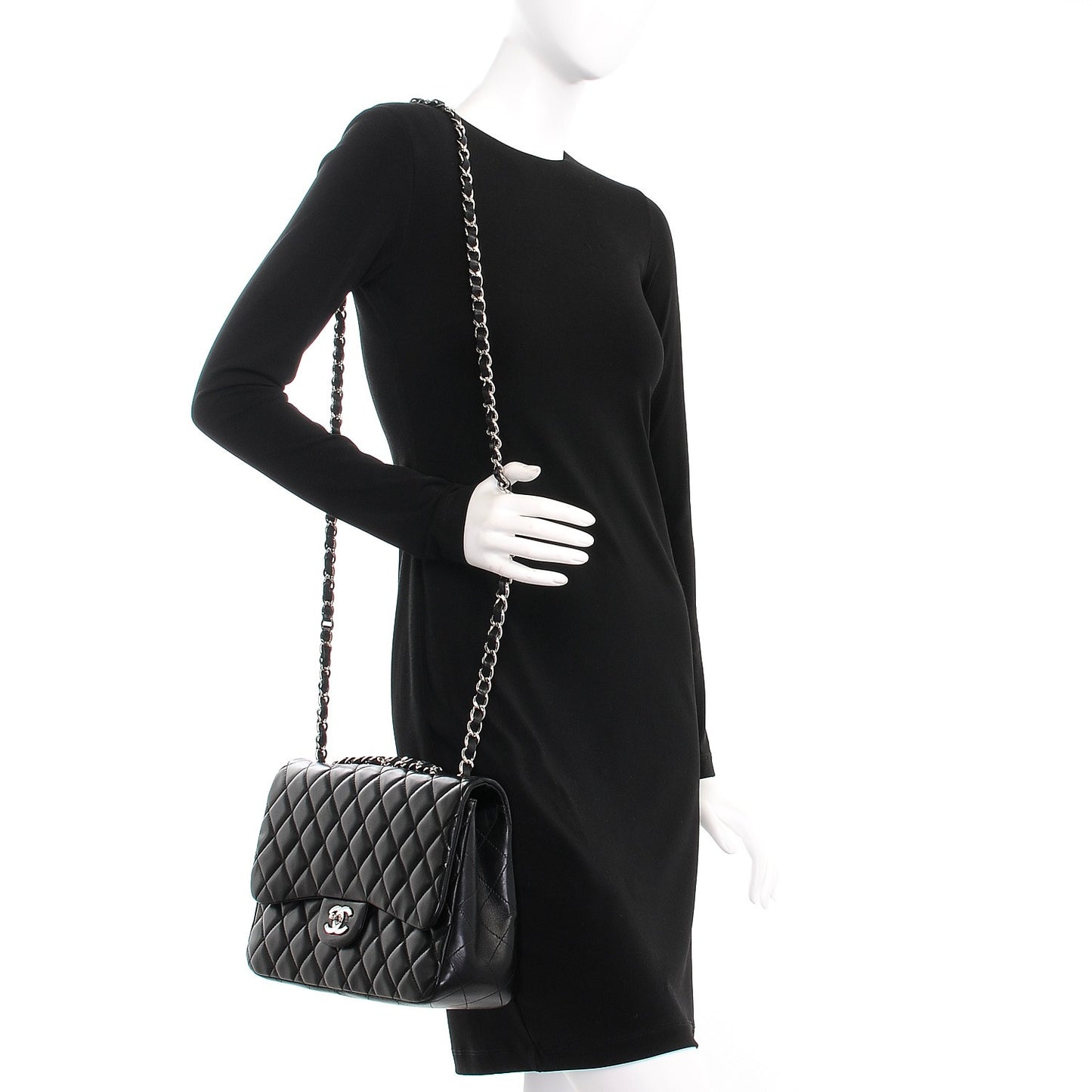 Lambskin Quilted Jumbo Single Flap Black