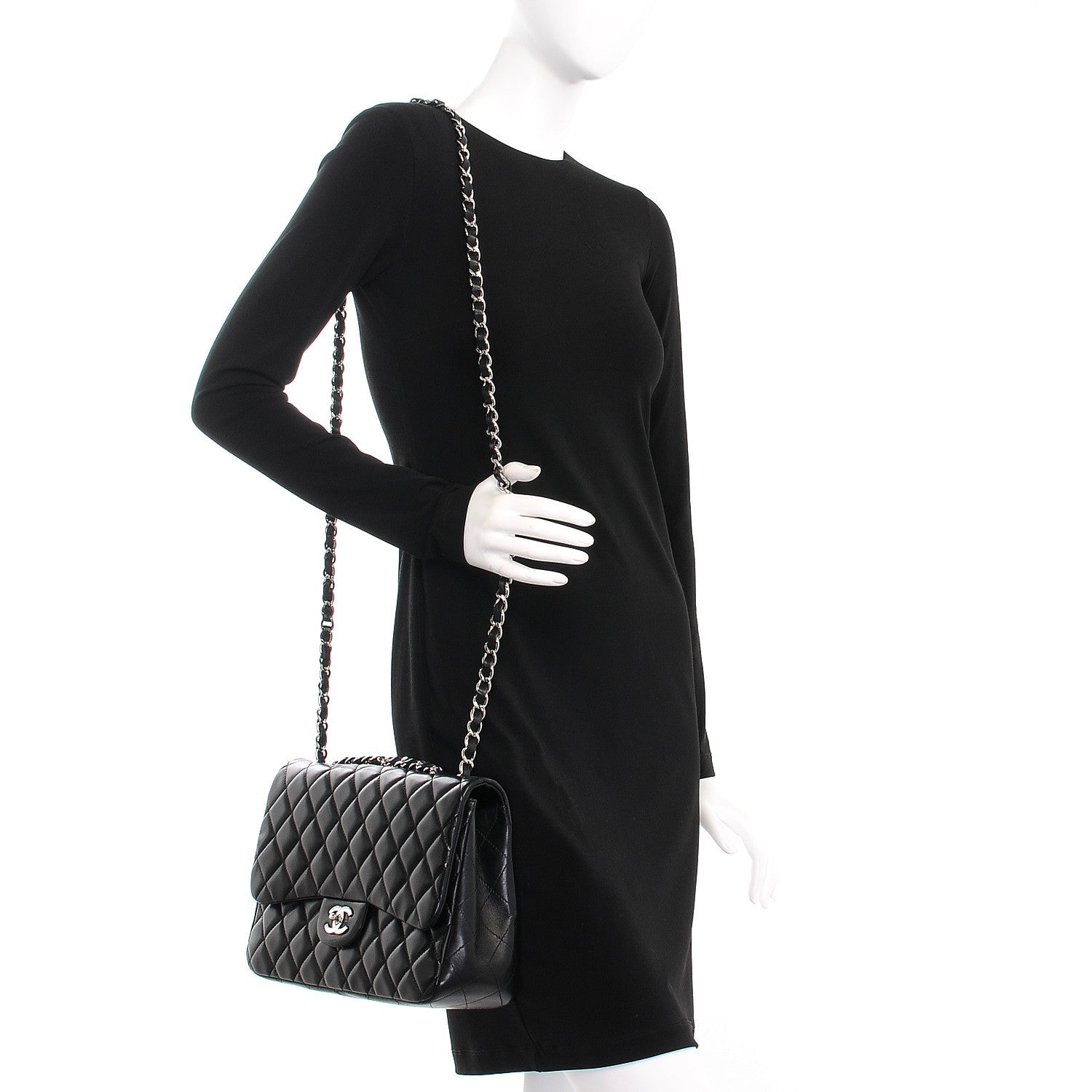 Chanel Lambskin Quilted Jumbo Single Flap Black 2 of 10