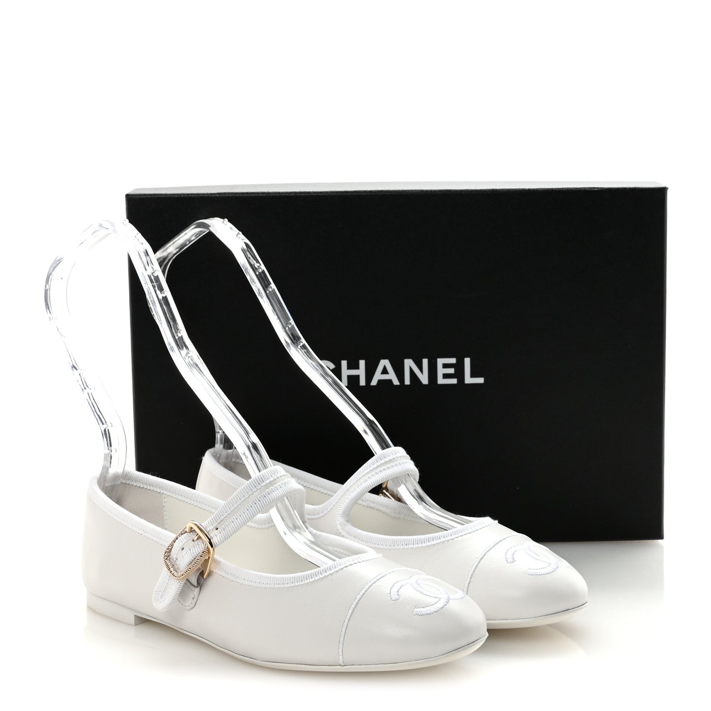 Lambskin Mary Jane Flats 36 White