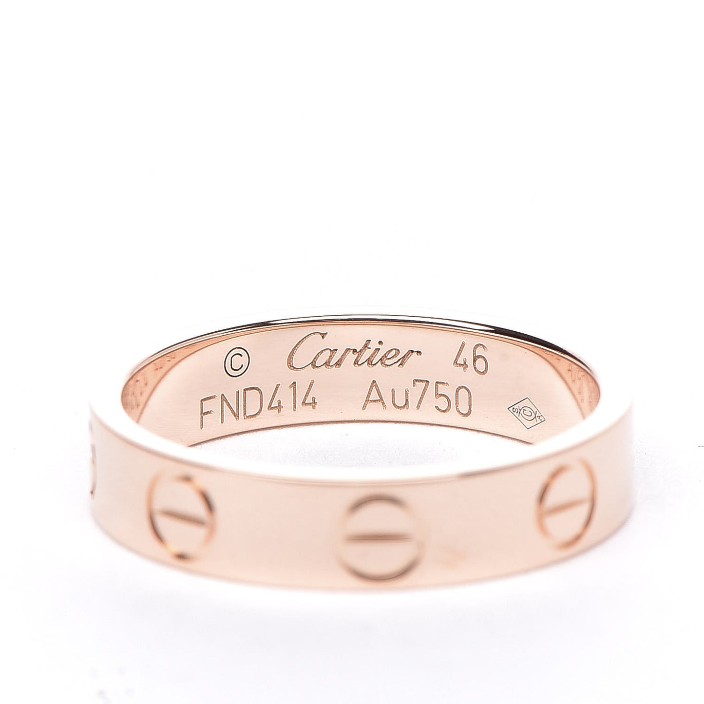 18K Pink Gold 3.5mm LOVE Wedding Band Ring 46 3.75