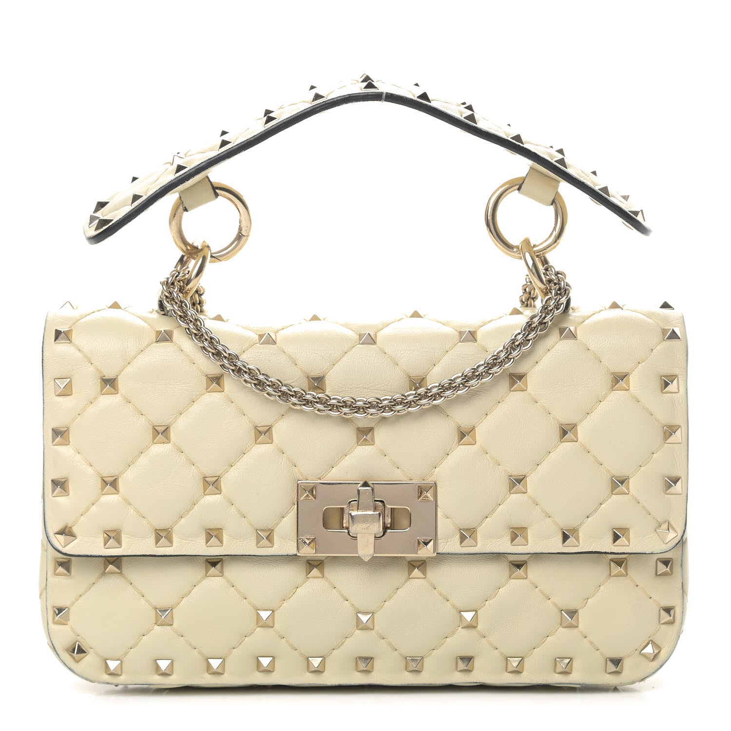 Valentino Garavani Nappa Small Rockstud Spike Shoulder Bag Light Ivory 1 of 9