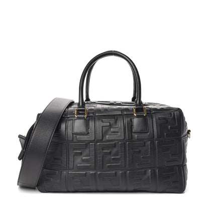 Fendi Nappa FF 1974 Embossed Small Boston Black 1 of 11