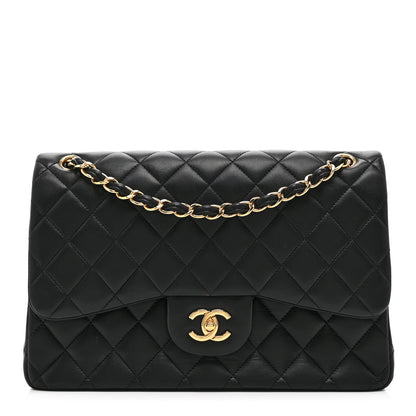 Chanel Lambskin Quilted Jumbo Double Flap Black 1 of 10