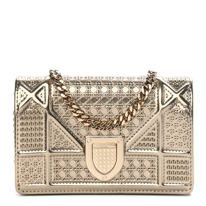 Christian Dior Metallic Patent Micro-Cannage Baby Diorama Flap Bag Gold 1 of 9
