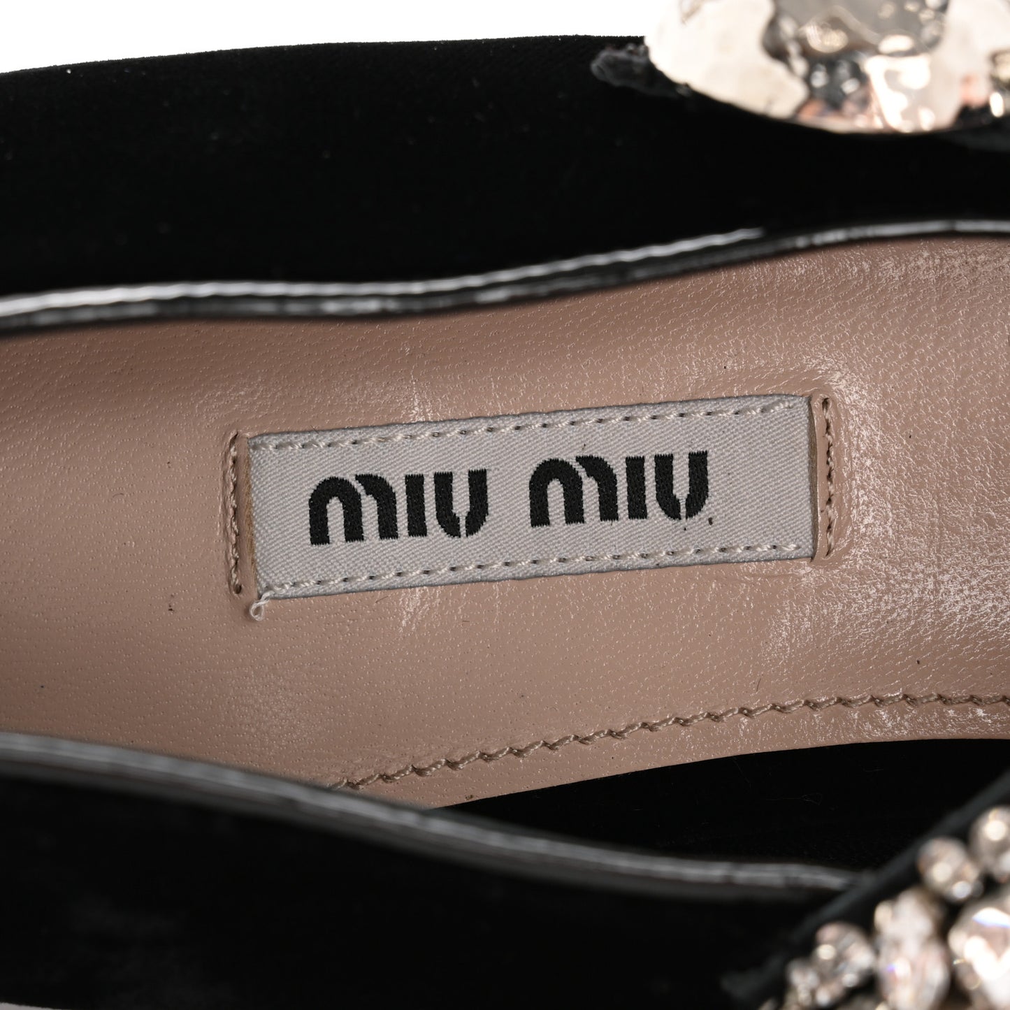 Velvet Crystal Mary Jane Flats 40 Black
