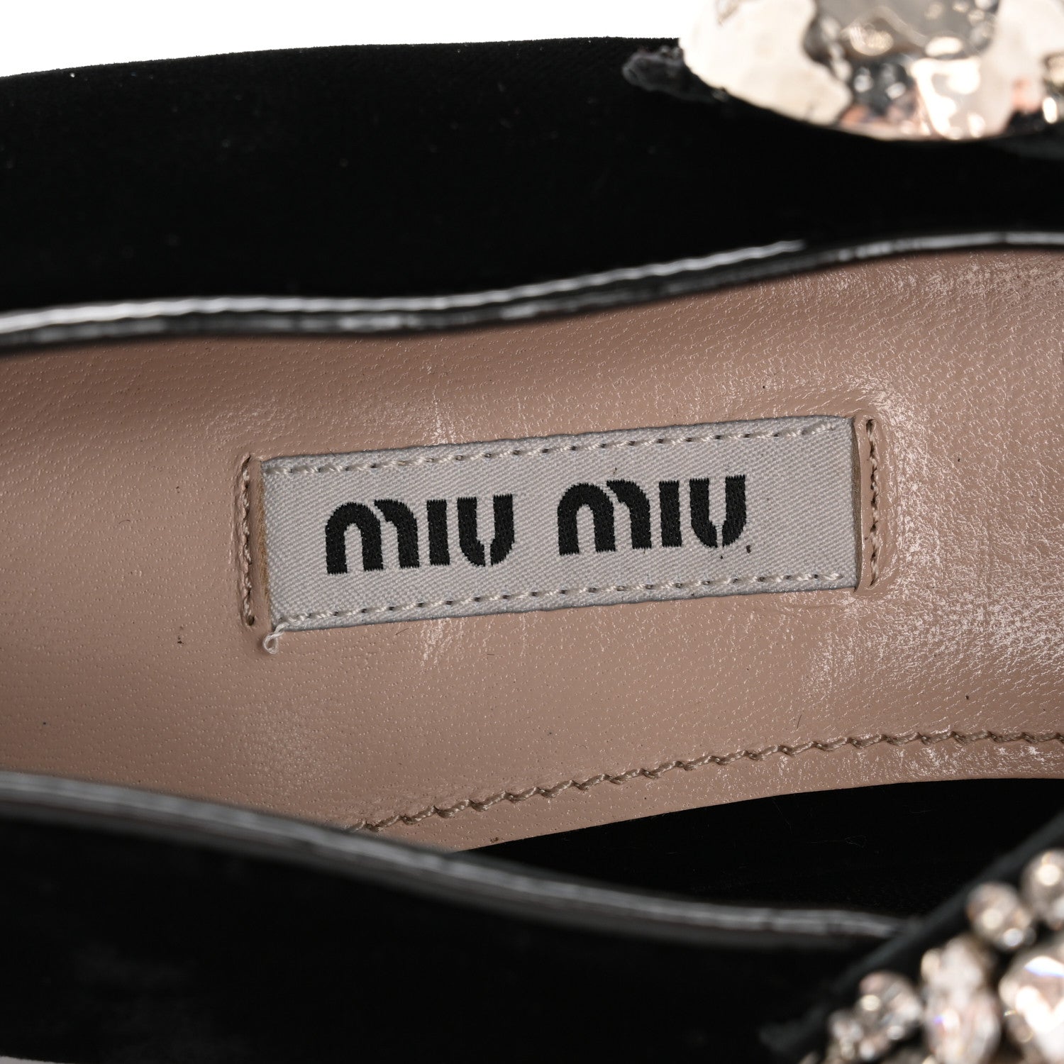 Miu Miu Velvet Crystal Mary Jane Flats 40 Black 8 of 9