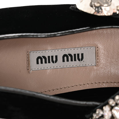 Miu Miu Velvet Crystal Mary Jane Flats 40 Black 8 of 9