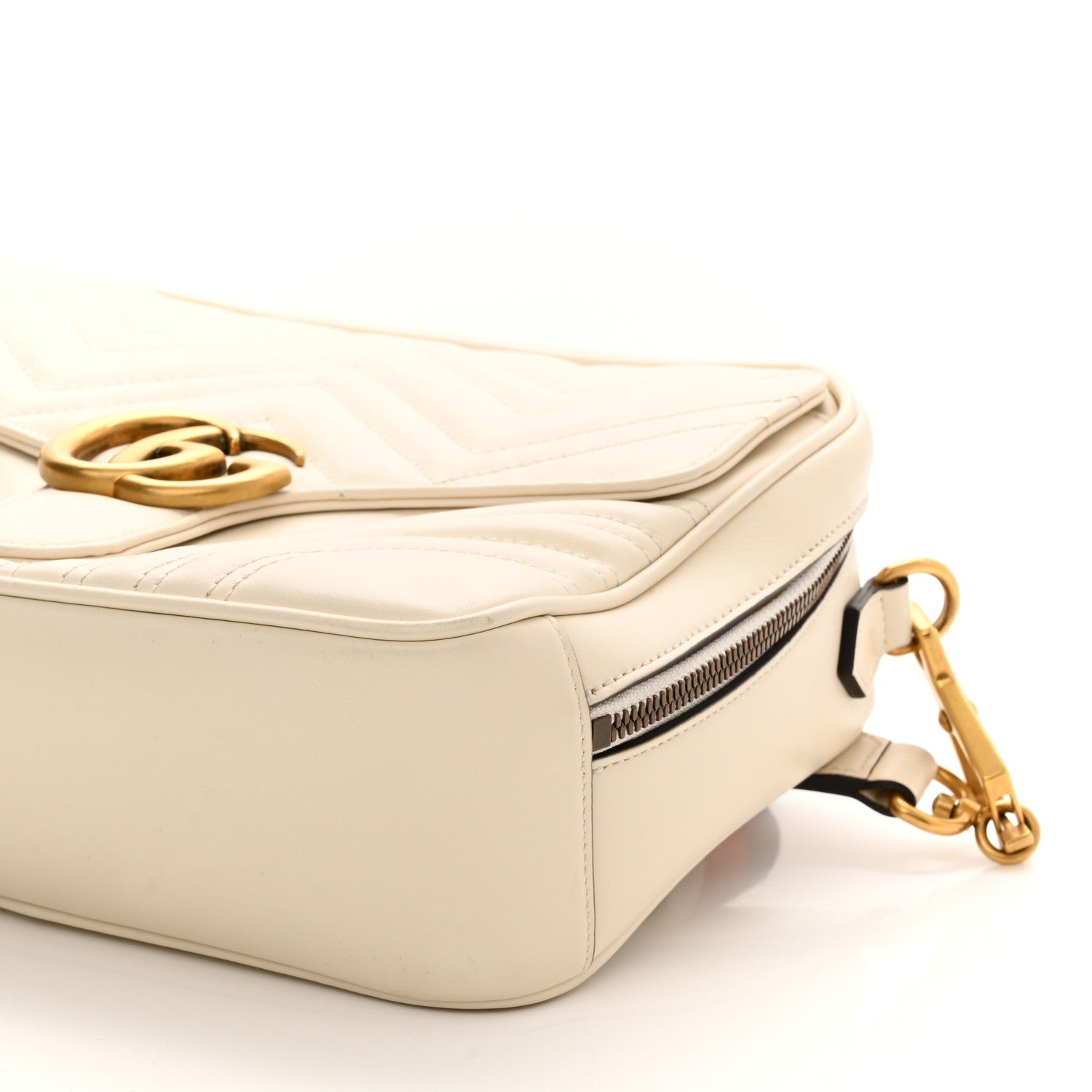 Gucci Calfskin Matelasse Sylvie Web Small GG Marmont Top Handle Shoulder Bag White 9 of 9