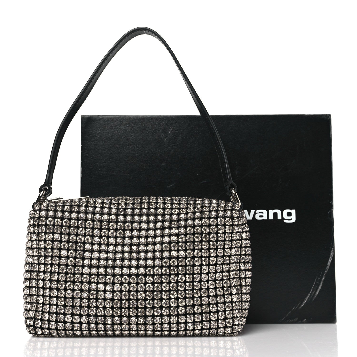 Alexander Wang ALEXANDER WANG Mesh Crystal Rhinestone Mini Heiress Pouch Black Silver 9 of 9
