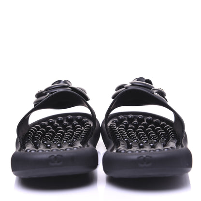Chanel Thermoplastic PVC Camellia Mule Sandals 40 Black 11 of 24