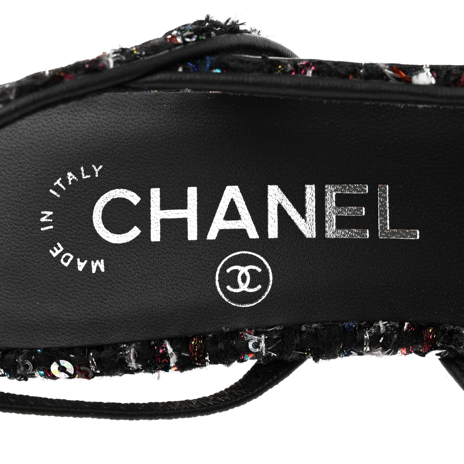 Chanel Tweed Lambskin Sequin Cap Toe CC Slingback Pumps 36.5 Black 7 of 9