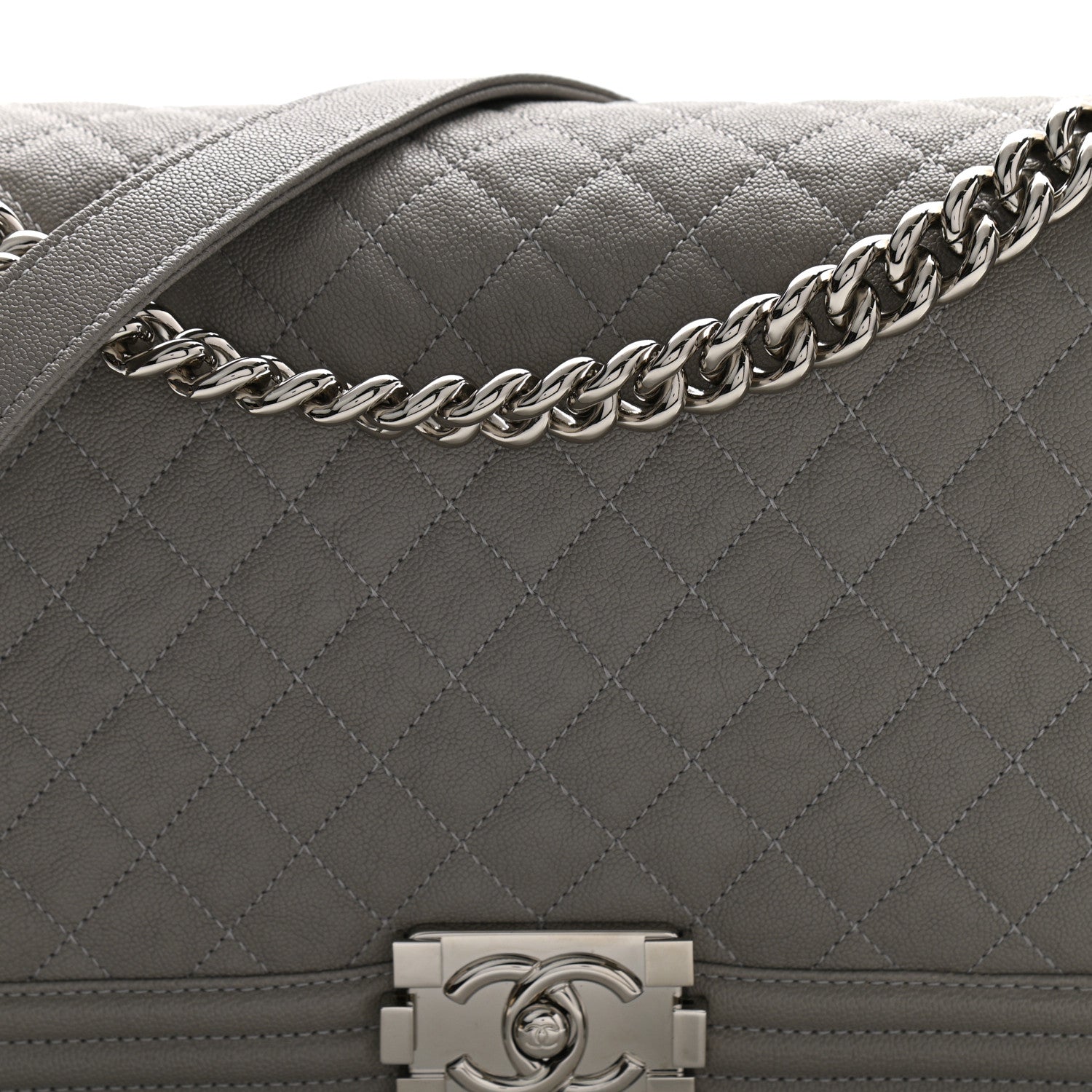 Chanel Caviar Quilted New Medium Boy Flap Grey 8 of 11