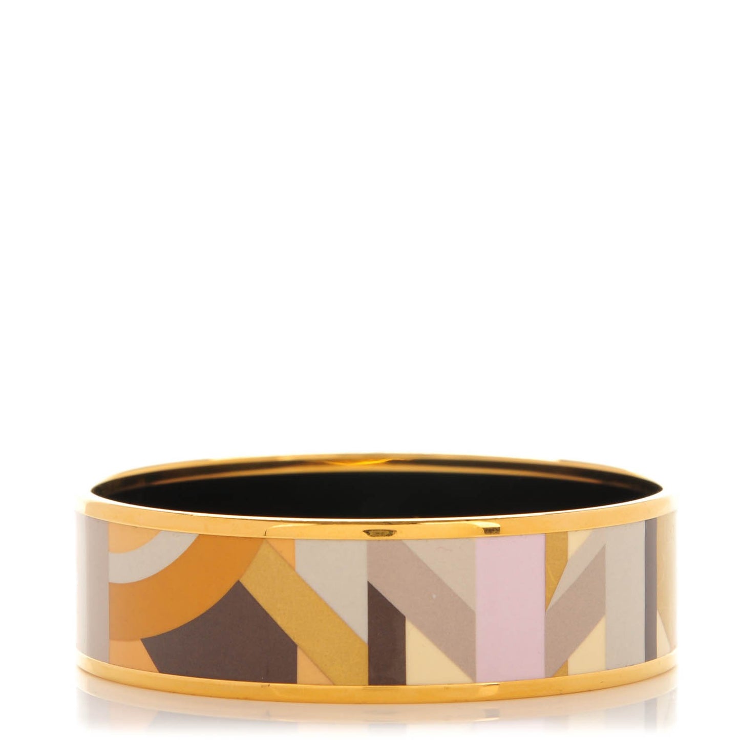 Enamel Printed Perspective Cavaliere Wide Bracelet 62 Caramel
