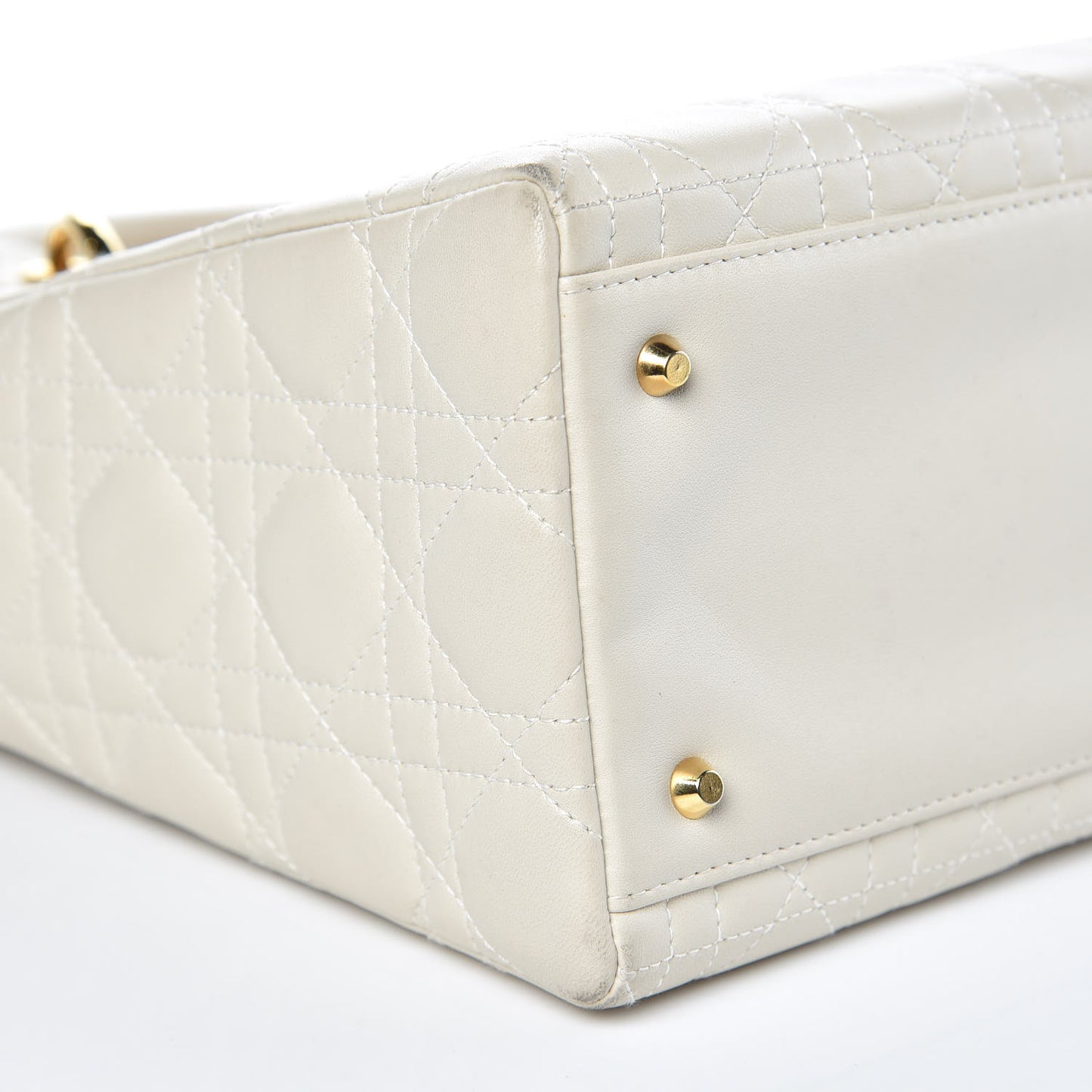 Lambskin Cannage Medium Lady Dior White