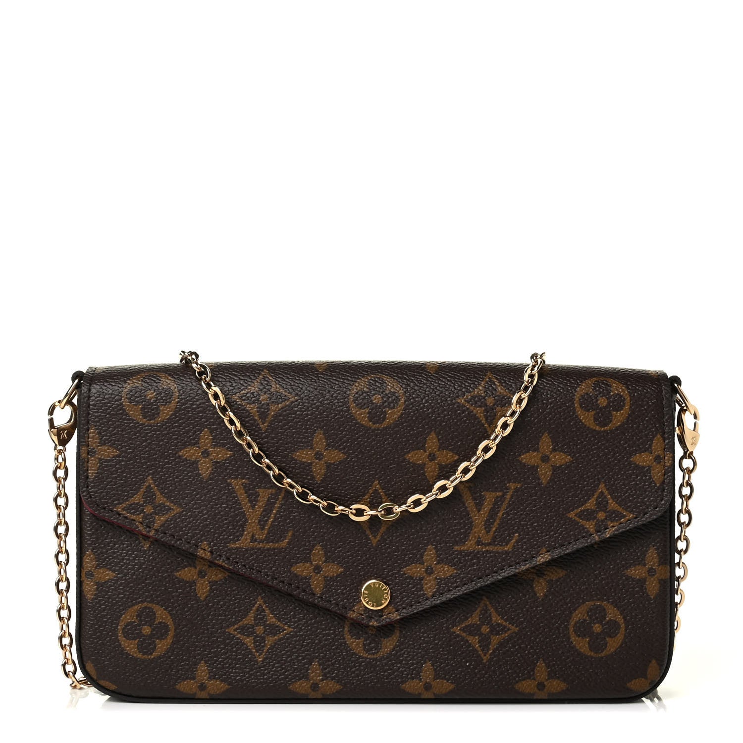 Louis Vuitton Monogram Pochette Felicie Chain Wallet Fuchsia 1 of 8
