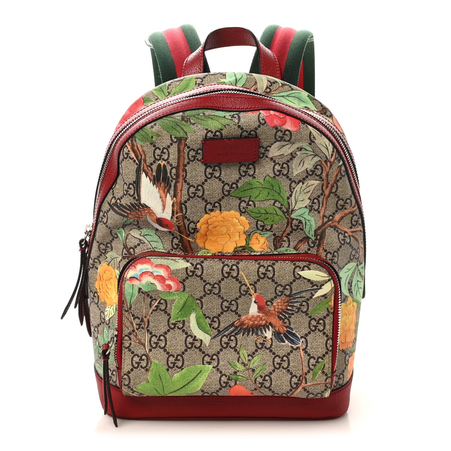 Gucci GG Supreme Monogram Tian Web Small Day Backpack Beige Multicolor Red 1 of 10