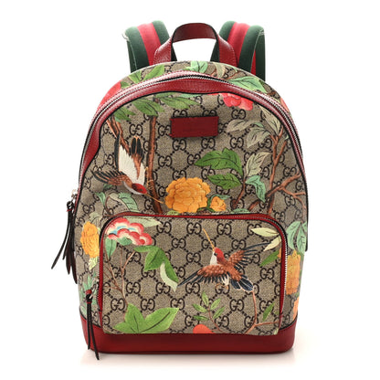 Gucci GG Supreme Monogram Tian Web Small Day Backpack Beige Multicolor Red 1 of 10