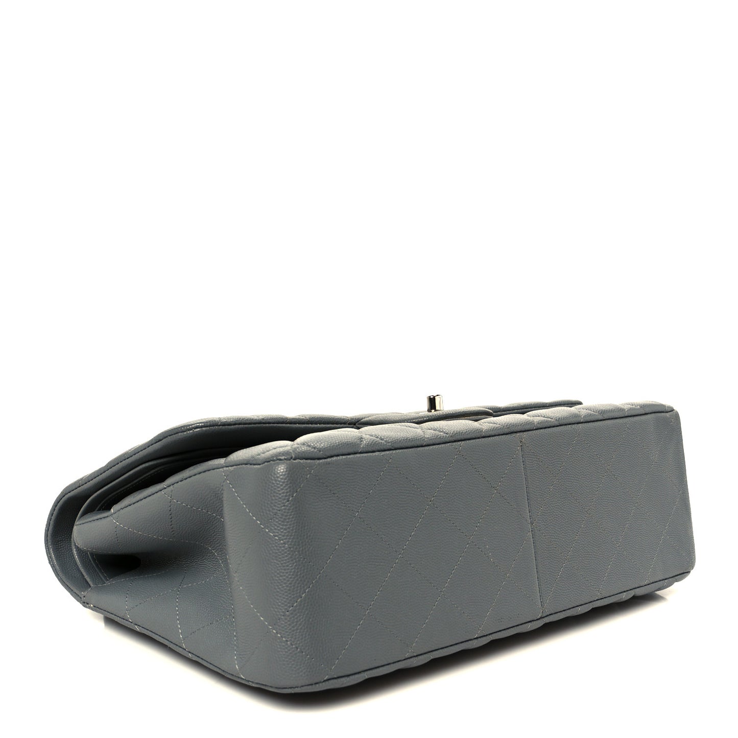 Caviar Quilted Jumbo Double Flap Grey